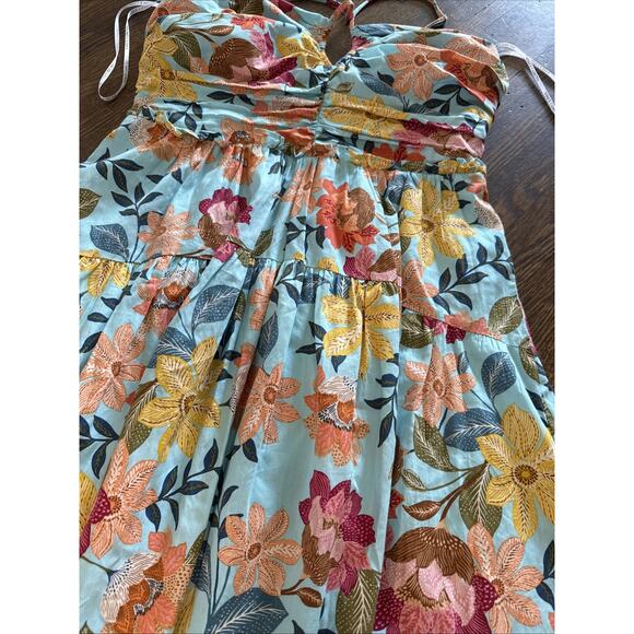 Vince Camuto Dress Womens 12 Blue Floral Halter Neck Fit and Flare Lined Pockets - Picture 9 of 12